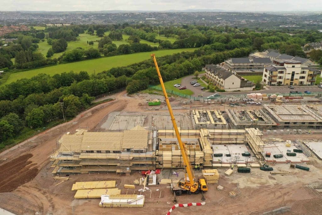 Aerial construction progress monitoring — site from above